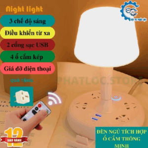 Đèn ngủ tích hợp ổ cắm điện kèm cổng sạc USB