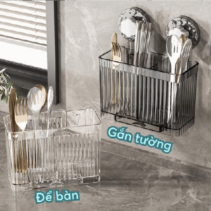 Ống Đựng Đũa Muỗng Treo Tường Cốc Hút Chân Không Chắc Chắn Có Khay Hứng Nước Chống Ẩm Mốc .